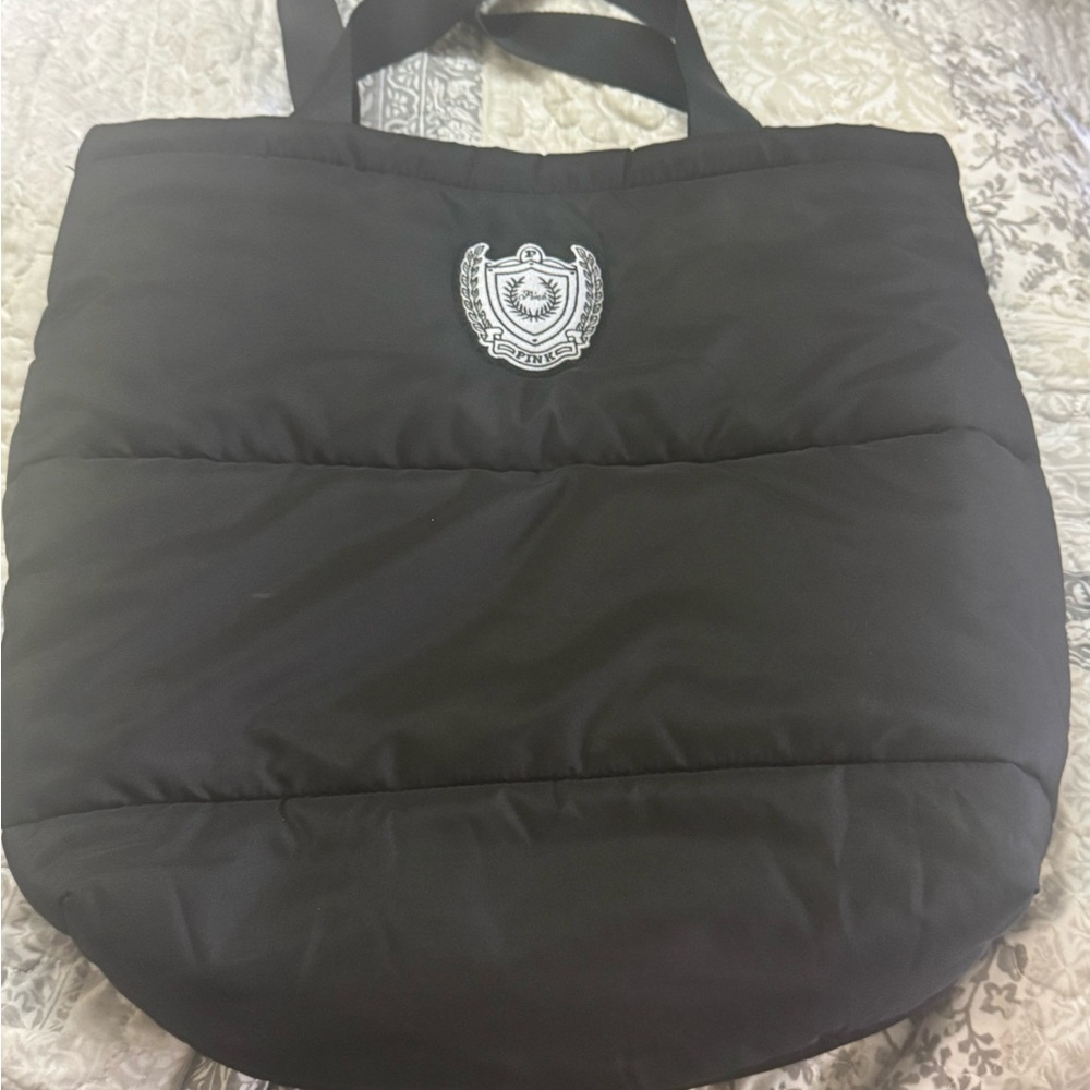 PINK Victoria's Secret Black Tote Bag Sleek Design Durable Handles